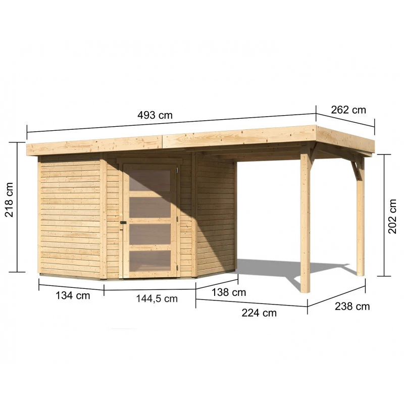 Abri De Jardin En Bois Massif 5,95m² Schwandorf 5 Avec Appentis 240cm – Karibu 4 Abri De Jardin En Bois Massif 5,95m² Schwandorf 5 Avec Appentis 240cm – Karibu – Image 2