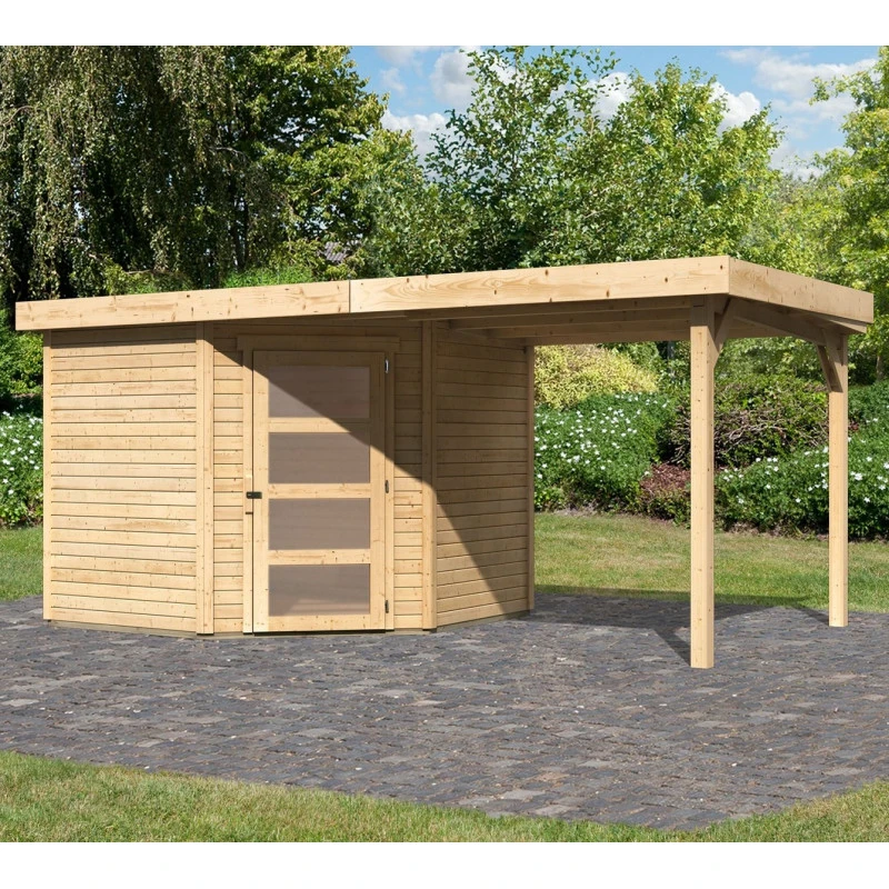 Abri De Jardin En Bois Massif 5,95m² Schwandorf 5 Avec Appentis 240cm – Karibu 3 Abri De Jardin En Bois Massif 5,95m² Schwandorf 5 Avec Appentis 240cm – Karibu