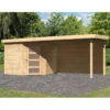 Abri De Jardin En Bois Massif 5,95m² Schwandorf 5 Avec Appentis 280cm Et Paroi Arrière – Karibu