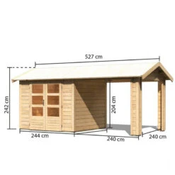 Abri De Jardin En Bois Massif 5,95m² Theres 3 Avec Un Auvent – Karibu -Boutique De Jardin abri de jardin en bois massif 595m theres 3 avec un auvent karibu 2