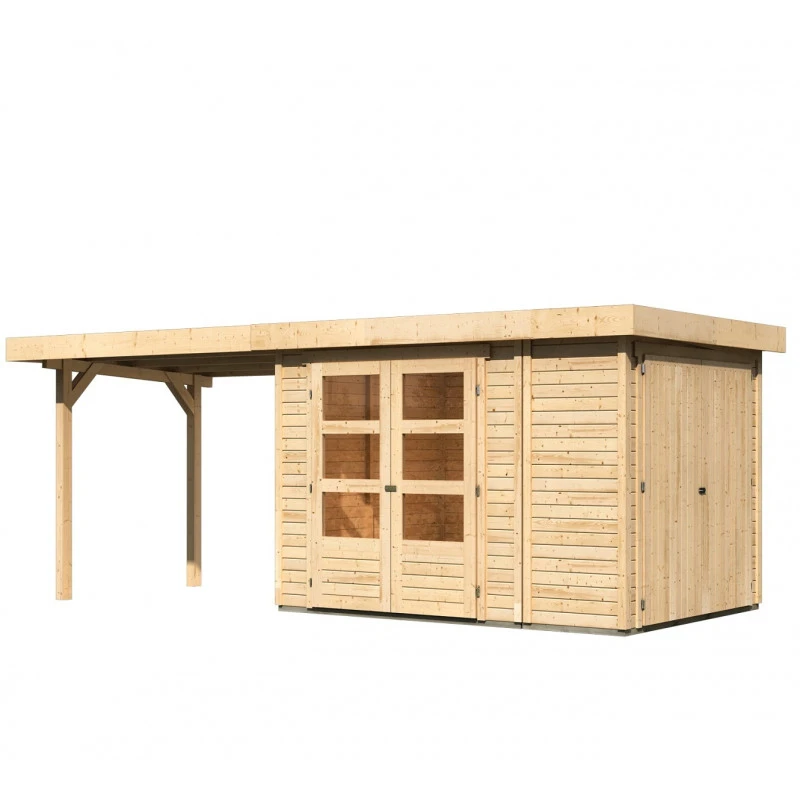 Abri De Jardin En Bois Massif 6,25m² Retola 2 Avec Armoire Intégrée Et Appentis 280cm – Karibu 5 Abri De Jardin En Bois Massif 6,25m² Retola 2 Avec Armoire Intégrée Et Appentis 280cm – Karibu – Image 3