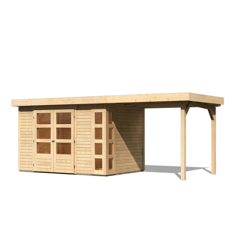 Abri De Jardin En Bois Massif 6,55m² Kerko 4 Avec Appentis 240cm – Karibu 6 Abri De Jardin En Bois Massif 6,55m² Kerko 4 Avec Appentis 240cm – Karibu – Image 4