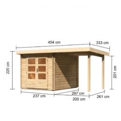 Abri De Jardin En Bois Massif 7,04m² Bastrup 4 Avec Appentis 200cm – Karibu -Boutique De Jardin abri de jardin en bois massif 704m bastrup 4 avec appentis 200cm woodfeeling 1