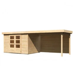 Abri De Jardin En Bois Massif 7,43m² Askola 5 Avec Appentis 280cm Et Paroi Arrière – Karibu -Boutique De Jardin abri de jardin en bois massif 743m askola 5 avec appentis 280cm et paroi arriere woodfeeling 2