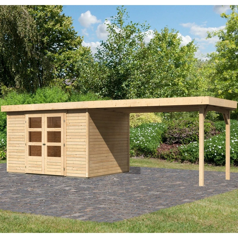 Abri De Jardin En Bois Massif 7,43m² Askola 5 Avec Appentis 280cm – Karibu 3 Abri De Jardin En Bois Massif 7,43m² Askola 5 Avec Appentis 280cm – Karibu