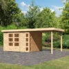 Abri De Jardin En Bois Massif 7,43m² Kerko 5 Avec Appentis 240cm – Karibu -Boutique De Jardin abri de jardin en bois massif 743m kerko 5 avec appentis 240cm woodfeeling