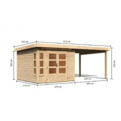 Abri De Jardin En Bois Massif 7,50m² Kastorf 6 Avec Appentis 320cm – Karibu -Boutique De Jardin abri de jardin en bois massif 750m kastorf 6 avec appentis 320cm karibu 1