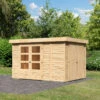 Abri De Jardin En Bois Massif 7,85m² Retola 4 Avec Armoire Intégrée – Karibu -Boutique De Jardin abri de jardin en bois massif 785m retola 4 avec armoire integree woodfeeling