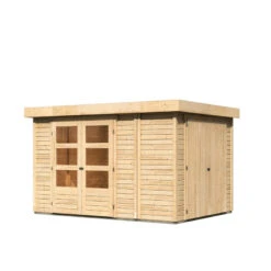 Abri De Jardin En Bois Massif 7,85m² Retola 4 Avec Armoire Intégrée – Karibu -Boutique De Jardin abri de jardin en bois massif 785m retola 4 avec armoire integree woodfeeling 2