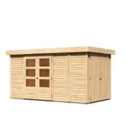 Abri De Jardin En Bois Massif 8,18m² Retola 5 Avec Armoire Intégrée – Karibu -Boutique De Jardin abri de jardin en bois massif 818m retola 5 avec armoire integree woodfeeling 2