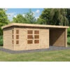 Abri De Jardin En Bois Massif 8,88m² Kastorf 7 Avec Appentis 260cm Et Paroi Arrière Et Latérale – Karibu -Boutique De Jardin abri de jardin en bois massif 888m kastorf 7 avec appentis 260cm et paroi arriere et laterale karibu