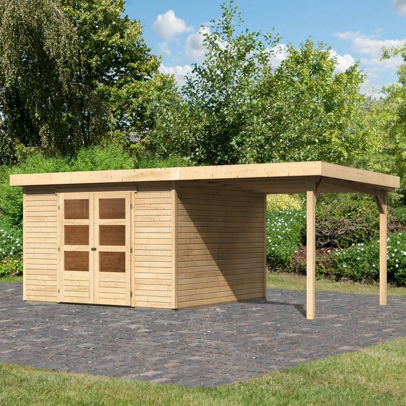 Abri De Jardin En Bois Massif 9,24m² Askola 6 Avec Appentis 240cm – Karibu 3 Abri De Jardin En Bois Massif 9,24m² Askola 6 Avec Appentis 240cm – Karibu