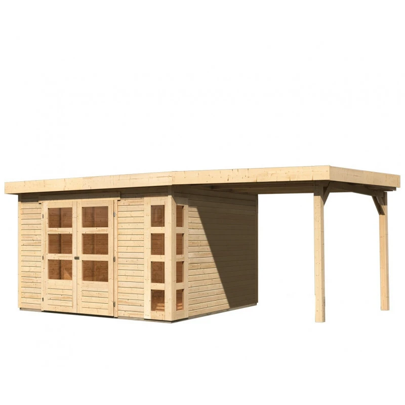 Abri De Jardin En Bois Massif 9,24m² Kerko 6 Avec Appentis 240cm – Karibu 6 Abri De Jardin En Bois Massif 9,24m² Kerko 6 Avec Appentis 240cm – Karibu – Image 4