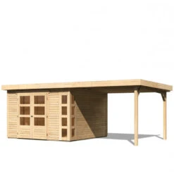 Abri De Jardin En Bois Massif 9,24m² Kerko 6 Avec Appentis 280cm – Karibu -Boutique De Jardin abri de jardin en bois massif 924m kerko 6 avec appentis 280cm woodfeeling 2