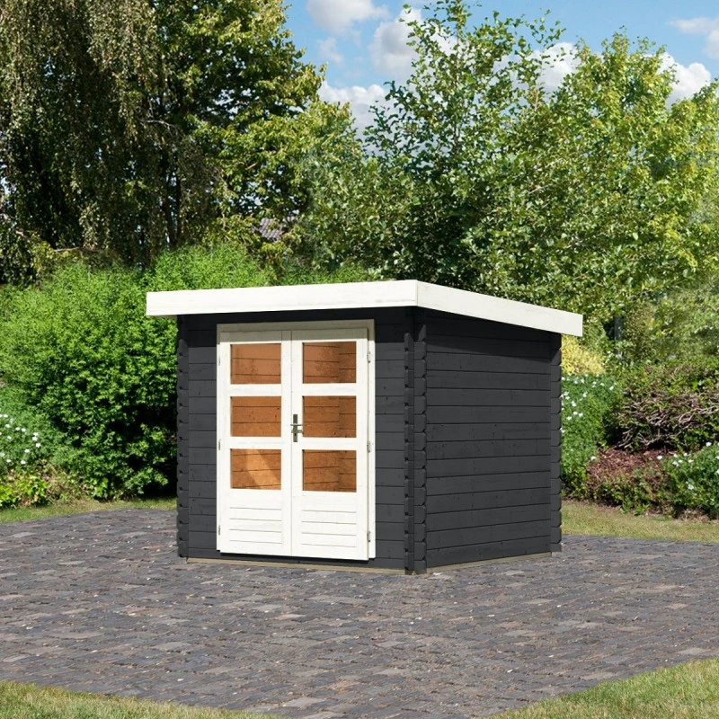 Abri De Jardin En Bois Massif Anthracite 5,62m² Bastrup 2 – Karibu 3 Abri De Jardin En Bois Massif Anthracite 5,62m² Bastrup 2 – Karibu