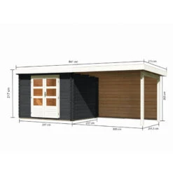 Abri De Jardin En Bois Massif Anthracite 7,04m² Bastrup 3 Avec Appentis 300cm Et Paroi Arrière – Karibu -Boutique De Jardin abri de jardin en bois massif anthracite 704m bastrup 3 avec appentis 300cm et paroi arriere woodfeeling 2