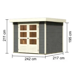 Abri De Jardin En Bois Massif Gris Terre 5,25m² Askola 3 - Karibu -Boutique De Jardin abri de jardin en bois massif gris terre 525m askola 3 woodfeeling 1