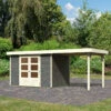 Abri De Jardin En Bois Massif Gris Terre 6,55m² Askola 4 Avec Appentis 240cm - Karibu