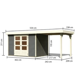 Abri De Jardin En Bois Massif Gris Terre 6,55m² Askola 4 Avec Appentis 240cm - Karibu 10 Abri De Jardin En Bois Massif Gris Terre 6,55m² Askola 4 Avec Appentis 240cm - Karibu -Boutique De Jardin abri de jardin en bois massif gris terre 655m askola 4 avec appentis 240cm woodfeeling 2