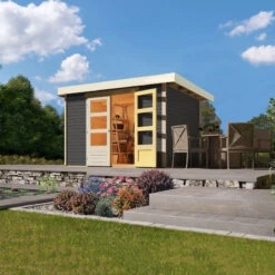 Abri De Jardin En Bois Massif Gris Terre 6,55m² Askola 4 - Karibu -Boutique De Jardin abri de jardin en bois massif gris terre 655m askola 4 woodfeeling 1