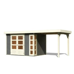 Abri De Jardin En Bois Massif Gris Terre 6,55m² Kerko 4 Avec Appentis 240cm – Karibu 10 Abri De Jardin En Bois Massif Gris Terre 6,55m² Kerko 4 Avec Appentis 240cm – Karibu -Boutique De Jardin abri de jardin en bois massif gris terre 655m kerko 4 avec appentis 240cm woodfeeling 2