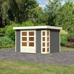 Abri De Jardin En Bois Massif Gris Terre 6,55m² Kerko 4 – Karibu