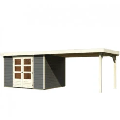 Abri De Jardin En Bois Massif Gris Terre 7,43m² Askola 5 Avec Appentis 280cm – Karibu -Boutique De Jardin abri de jardin en bois massif gris terre 743m askola 5 avec appentis 280cm woodfeeling 2