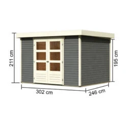 Abri De Jardin En Bois Massif Gris Terre 7,43m² Askola 5 - Karibu -Boutique De Jardin abri de jardin en bois massif gris terre 743m askola 5 woodfeeling 1