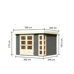 Abri De Jardin En Bois Massif Gris Terre 7,43m² Kerko 5 – Karibu -Boutique De Jardin abri de jardin en bois massif gris terre 743m kerko 5 woodfeeling 1