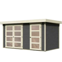 Abri De Jardin En Bois Massif Gris Terre 8,77m² Avec Cloison Intérieure Mühlentrup 1 – Karibu -Boutique De Jardin abri de jardin en bois massif gris terre 877m avec cloison interieure muhlentrup 1 woodfeeling 3