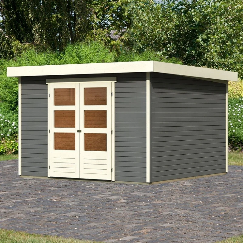 Abri De Jardin En Bois Massif Gris Terre 9,24m² Askola 6 - Karibu 3 Abri De Jardin En Bois Massif Gris Terre 9,24m² Askola 6 - Karibu