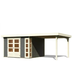 Abri De Jardin En Bois Massif Gris Terre 9,24m² Kerko 6 Avec Appentis 280cm – Karibu -Boutique De Jardin abri de jardin en bois massif gris terre 924m kerko 6 avec appentis 280cm woodfeeling 2