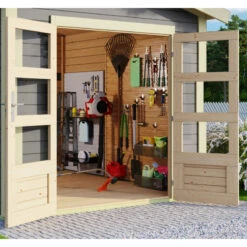 Abri De Jardin En Bois Massif Gris Terre 9,24m² Theres 7 – Karibu -Boutique De Jardin abri de jardin en bois massif gris terre 924m theres 7 karibu 3