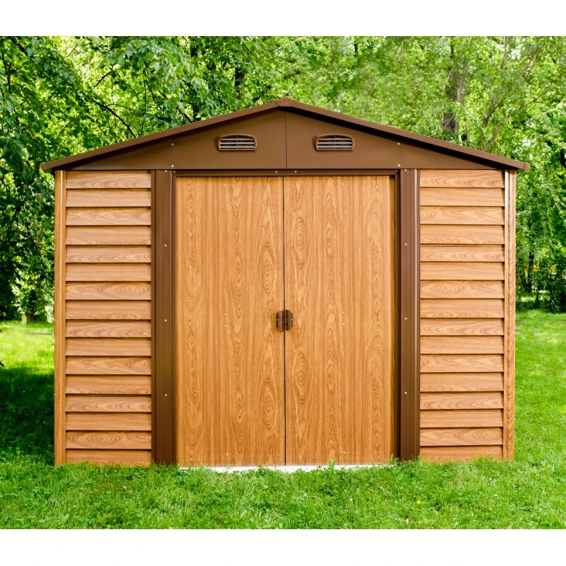 Abri De Jardin En Métal Aspect Bois 4,6m² + Kit D'ancrage - X-METAL 4 Abri De Jardin En Métal Aspect Bois 4,6m² + Kit D'ancrage - X-METAL – Image 2