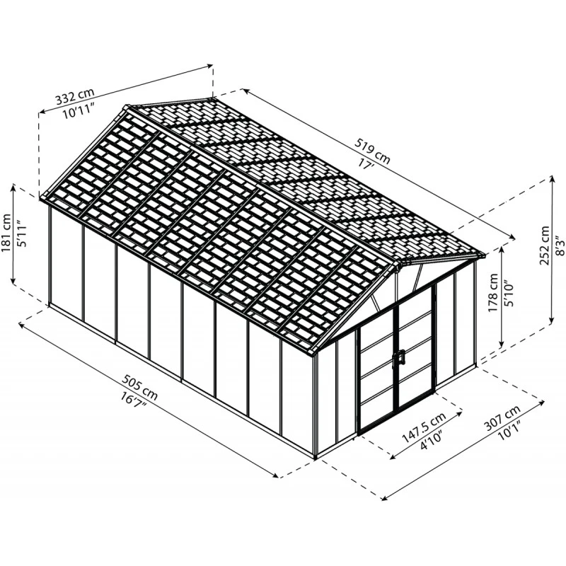 Abri De Jardin En Polycarbonate 17,2m² Sans Plancher YUKON - Palram - Canopia 5 Abri De Jardin En Polycarbonate 17,2m² Sans Plancher YUKON - Palram - Canopia – Image 3