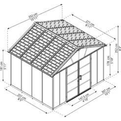 Abri De Jardin En Polycarbonate 7,9m² Sans Plancher YUKON - Palram - Canopia -Boutique De Jardin abri de jardin en polycarbonate 79m sans plancher yukon palram 1 2