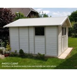 Abri De Jardin En PVC 11,2m² DECO Blanc Et Gris Vert Grosfillex + Kit Ancrage Offert -Boutique De Jardin abri de jardin en pvc 112m deco blanc et gris vert grosfillex 2
