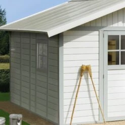 Abri De Jardin En PVC 11,2m² DECO Blanc Et Gris Vert Grosfillex + Kit Ancrage Offert -Boutique De Jardin abri de jardin en pvc 112m deco blanc et gris vert grosfillex 3