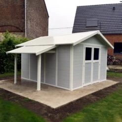 Abri De Jardin En PVC 11,2m² DECO Gris Clair Et Blanc Grosfillex + Kit Ancrage Offert -Boutique De Jardin abri de jardin en pvc 112m deco gris clair et blanc grosfillex 2