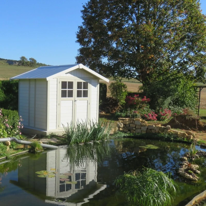 Abri De Jardin En PVC 4,9m² DECO Blanc Et Gris Vert Grosfillex + Kit Ancrage Offert 4 Abri De Jardin En PVC 4,9m² DECO Blanc Et Gris Vert Grosfillex + Kit Ancrage Offert – Image 2