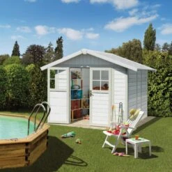 Abri De Jardin En PVC 4,9m² DECO Blanc Et Gris Vert Grosfillex + Kit Ancrage Offert 10 Abri De Jardin En PVC 4,9m² DECO Blanc Et Gris Vert Grosfillex + Kit Ancrage Offert -Boutique De Jardin abri de jardin en pvc 49m deco blanc et gris vert grosfillex 2