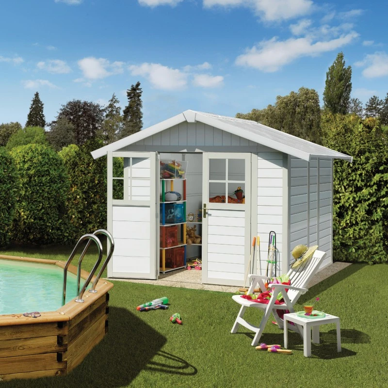 Abri De Jardin En PVC 4,9m² DECO Blanc Et Gris Vert Grosfillex + Kit Ancrage Offert 5 Abri De Jardin En PVC 4,9m² DECO Blanc Et Gris Vert Grosfillex + Kit Ancrage Offert – Image 3