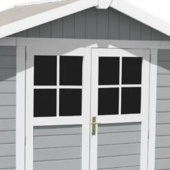 Abri De Jardin En PVC 4,9m² DECO Gris Clair Et Blanc Grosfillex + Kit Ancrage Offert -Boutique De Jardin abri de jardin en pvc 49m gris clair et blanc grosfillex 2
