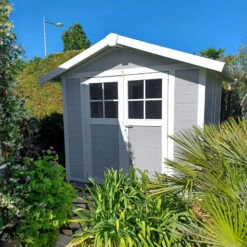 Abri De Jardin En PVC 4,9m² DECO Gris Clair Et Blanc Grosfillex + Kit Ancrage Offert -Boutique De Jardin abri de jardin en pvc 49m gris clair et blanc grosfillex 3