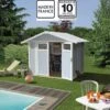 Abri De Jardin En PVC 4,9m² UTILITY Blanc Et Gris Bleu Grosfillex + Kit Ancrage Offert -Boutique De Jardin abri de jardin en pvc 49m utility blanc et gris bleu grosfillex