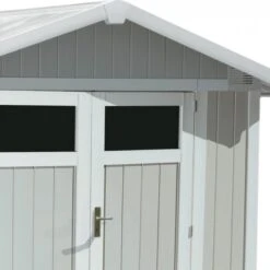 Abri De Jardin En PVC 4,9m² UTILITY Blanc Et Gris Bleu Grosfillex + Kit Ancrage Offert -Boutique De Jardin abri de jardin en pvc 49m utility blanc et gris bleu grosfillex 5