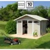 Abri De Jardin En PVC 7,53m² UTILITY Blanc Et Gris Vert Grosfillex + Kit Ancrage Offert -Boutique De Jardin abri de jardin en pvc 753m utility blanc et gris vert grosfillex