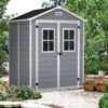 Abri De Jardin En Résine 2,8m² Gris Clair Premium 65 DPF + Plancher Keter -Boutique De Jardin abri de jardin en resine 28m gris clair premium 65 dpf plancher keter