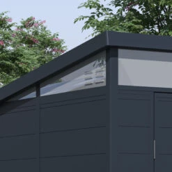 Abri De Jardin En Résine 3,24m² Anthracite Toit Monopente Skylight + Plancher - Jobu -Boutique De Jardin abri de jardin en resine 324m anthracite toit monopente skylight plancher jobu 1