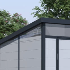 Abri De Jardin En Résine 3,24m² Gris Clair Toit Monopente Skylight + Plancher - Jobu -Boutique De Jardin abri de jardin en resine 324m gris clair toit plat skylight plancher jobu 2